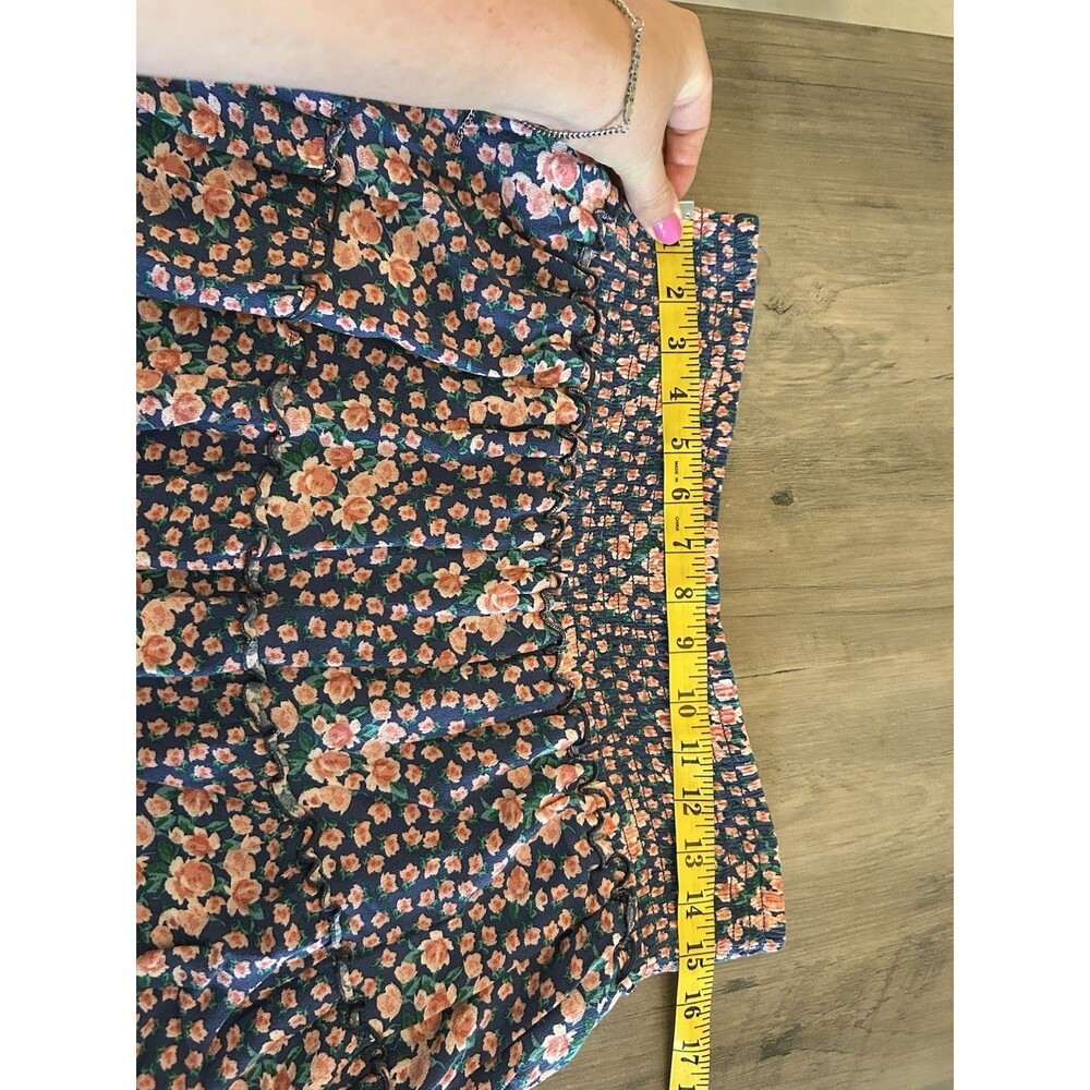 American Eagle Womens Skirt Blue Pink Floral Tiered Smocked Waist Size XL - Picture 4 of 7